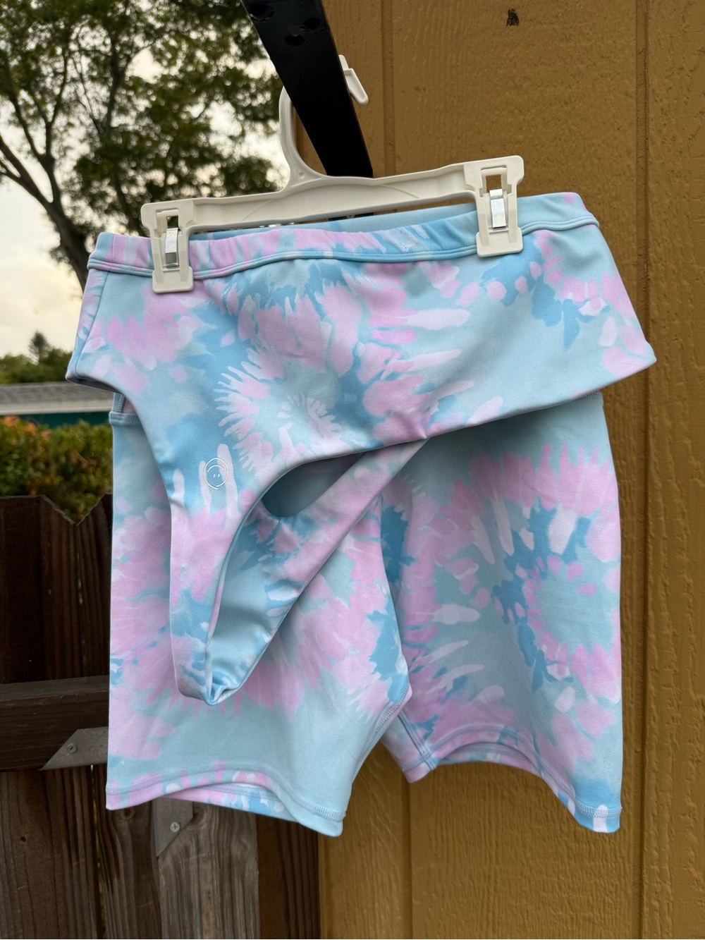 High-Rise Tie-Dye Bike Shorts Set in Pastel Blue & Pink